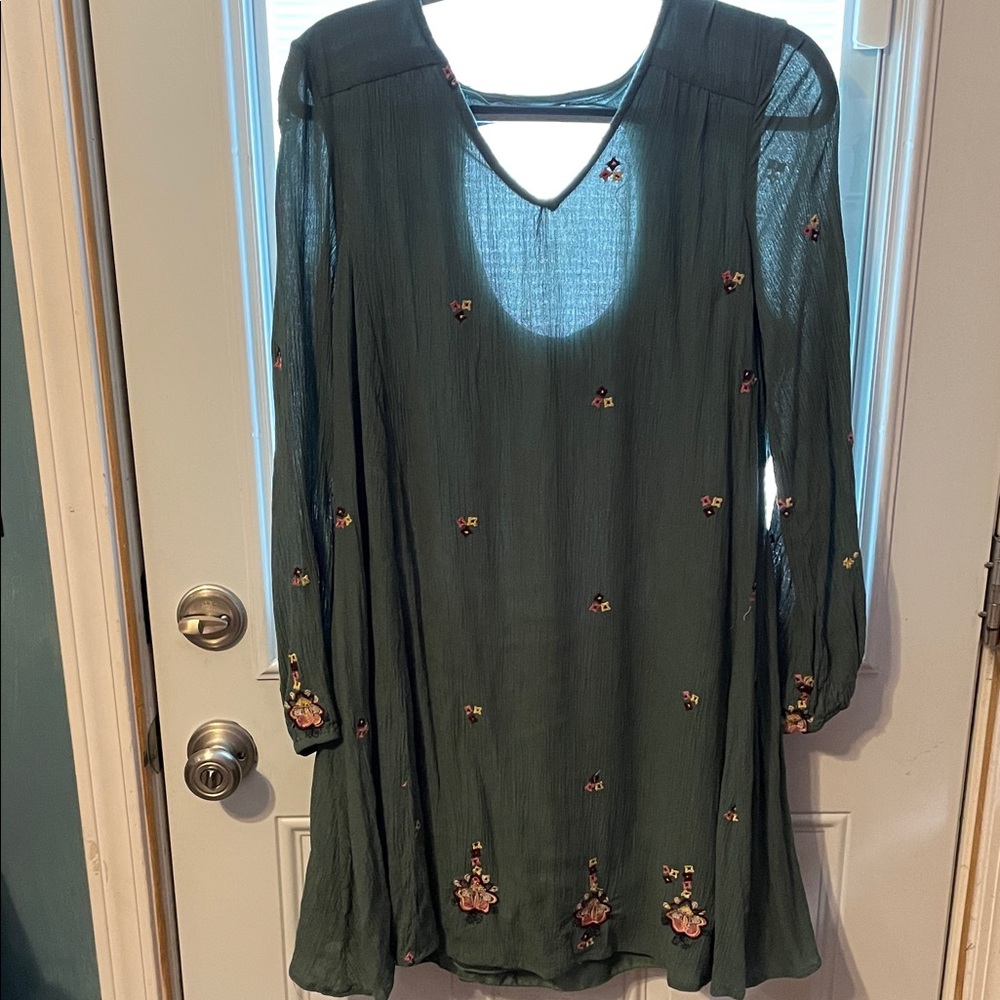 Japna Teal Floral Mini Dress